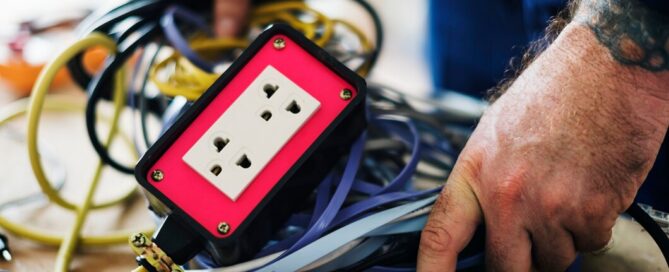 Prescott Valley electrician from Assurance Electrical sorting tangled cords during electrical fault finding