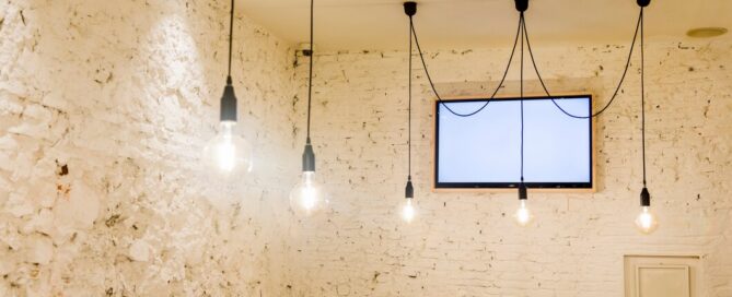 LED hanging lights in a modern room installed by Prescott Valley electrician Assurance Electrical