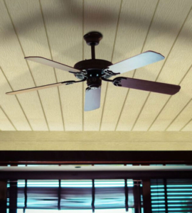 Ceiling fan installed on a covered patio by a Prescott Valley electrician